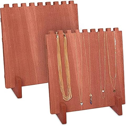 Wood Necklace Display Stand Jewellery Organiser (9 x 10 x 5.5 In 2 Pack) Cover