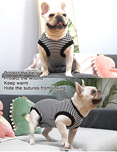 Image of Dogs Cats Recovery Small Suit for After Surgery,Professional Pet Recovery Shirt Dog Abdominal Wounds Bandages,Substitute E-Collar & Cone,Prevent Licking Dog Onesies,Black-White XS