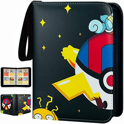 ZVZM Trading Card Binder, 4-Pocket Binders For Cards, 400 Cards Holder Binder with 50 Removable Sleeves, Card Collection Album Folder Book Case Storage Organizer For Boys Girls Toys Gift.