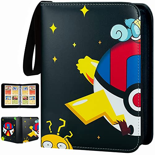 ⭐【Grande capacità】4 tasche porta carte collezionabili per uso bifacciale, per 400 carte con 50 maniche rimovibili; il design a 3 anelli è comodo per aggiungere o rimuovere le maniche e soddisfare tutte le esigenze di raccolta.