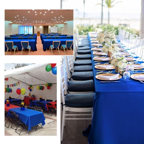8 Pack Royal Blue Rectangle Tablecloth 90 x 156 in Polyester Tablecloth for 8 Ft Rectangle Tables, Stain and Wrinkle Resistant Washable Fabric Table Cover Table Clothes for Wedding Buffet Party by FXKS - Used condition - Image 6