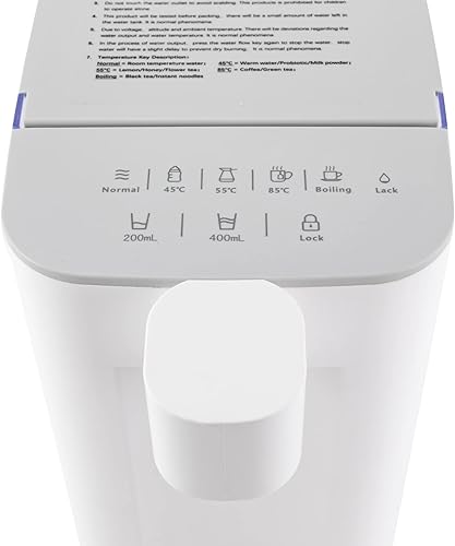 Miniatura 7 de Dispensador de agua caliente instantáneo, hervidor eléctrico para encimera, calentamiento rápido con temperatura ajustable, dos niveles de agua, luz