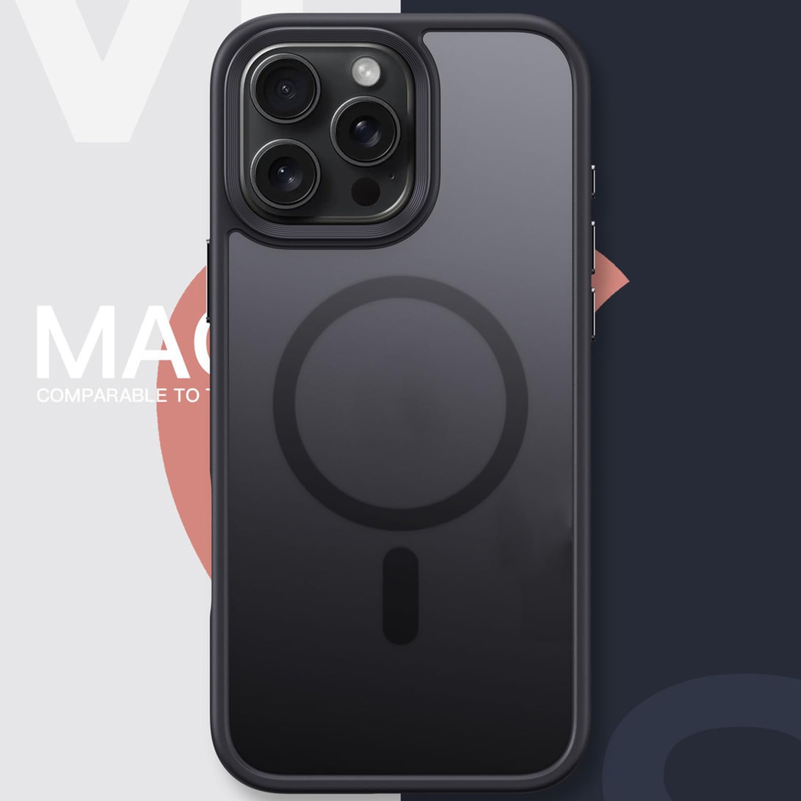 Hülle für iPhone 16 Pro Max/16 Pro/16 Plus/16, Laden rutschfest Schutzhülle Support Magnetische Kabelloses Metall Button Handyhülle,Schwarz,16 Pro
