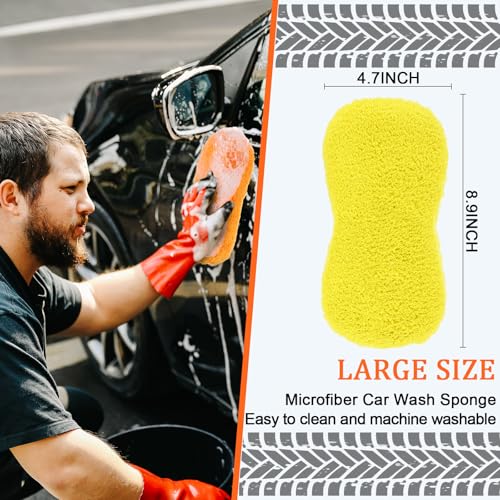 Image of Tanlade 2 Pcs Large Car Wash Sponge, Foam Sponge for Clean, Orange,Yellow
