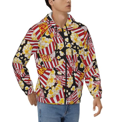 Sweat à capuche zippé à manches longues EdWal Popcorn Print homme