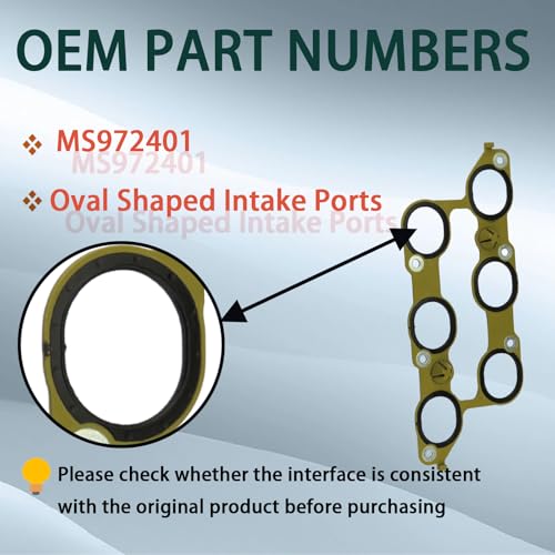 Image of MS972401 Lower Upper Intake Manifold Gasket Set for Cadillac ATS CTS,Buick Enclave Lacrosse,Chevy Colorado Equinox Impala Traverse, GMC Acadia Canyon Terrain, 3.6L V6 LLT LFX-Oval Port Only