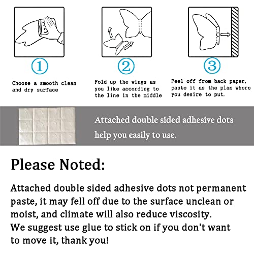 Ewong 3D Butterfly Decoration 60Pcs Wall Decal, Birthday Cake Party Decor 5 Style Sticker Art Craft, Kid Nursery Classroom Wedding Baby Shower Girl Bedroom Home Room Office Gift Decorative (Rose Gold) #TOP5