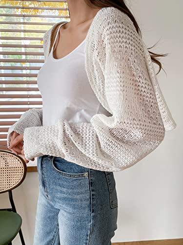 Floerns Women's Crochet Cropped Shrug Sweater Oversized Open Front Knit Cardigan3