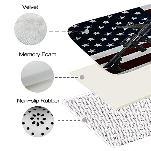Patriotische USA Amerikanische Flagge und Pistole Badezimmerteppiche und Matten Sets 3-teilig, Memory-Schaum-Badematte… – Bild 3