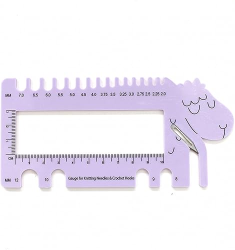 Yarn Ave Agujas de tejer tamaño calibre gancho de ganchillo regla de medida DIY accesorios de tejer (lila)