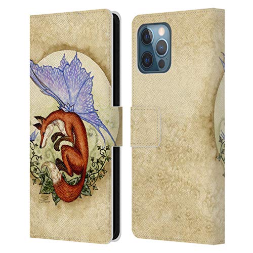 Funda libro iPhone 12 Pro Max de cuero sintético con acabado artístico de zorro curioso