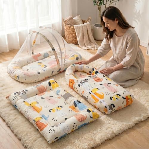 Image of StarAndDaisy Baby Bedding Set for New Born with Sleeping Bag, Mosquito Net & Bedding Set | Baby Sleeping Bag for New Born | Baby Nest.