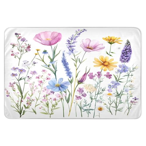 Takiito Watercolor Floral Bed Pad Reusable Bed Underpad Washable Waterproof Leak-Proof Quick Dry Incontinence Pee Pad for Toddlers Kids Adults Pets 34x52 in