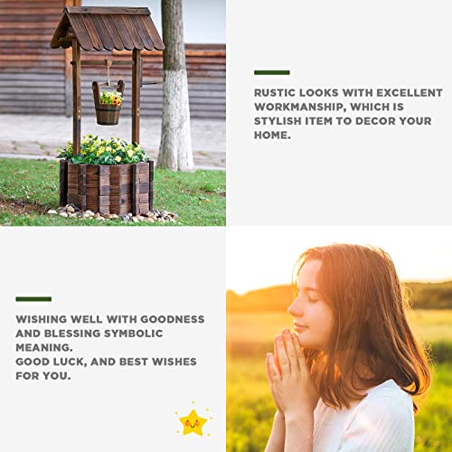 Amerlife Wooden Wishing Well - Height Adjustable Hanging Bucket, Wishing Well Planter With 4 Reinforced Rod Outdoor Home Decor, Flower Planter For Front Yard Ornaments #TOP5