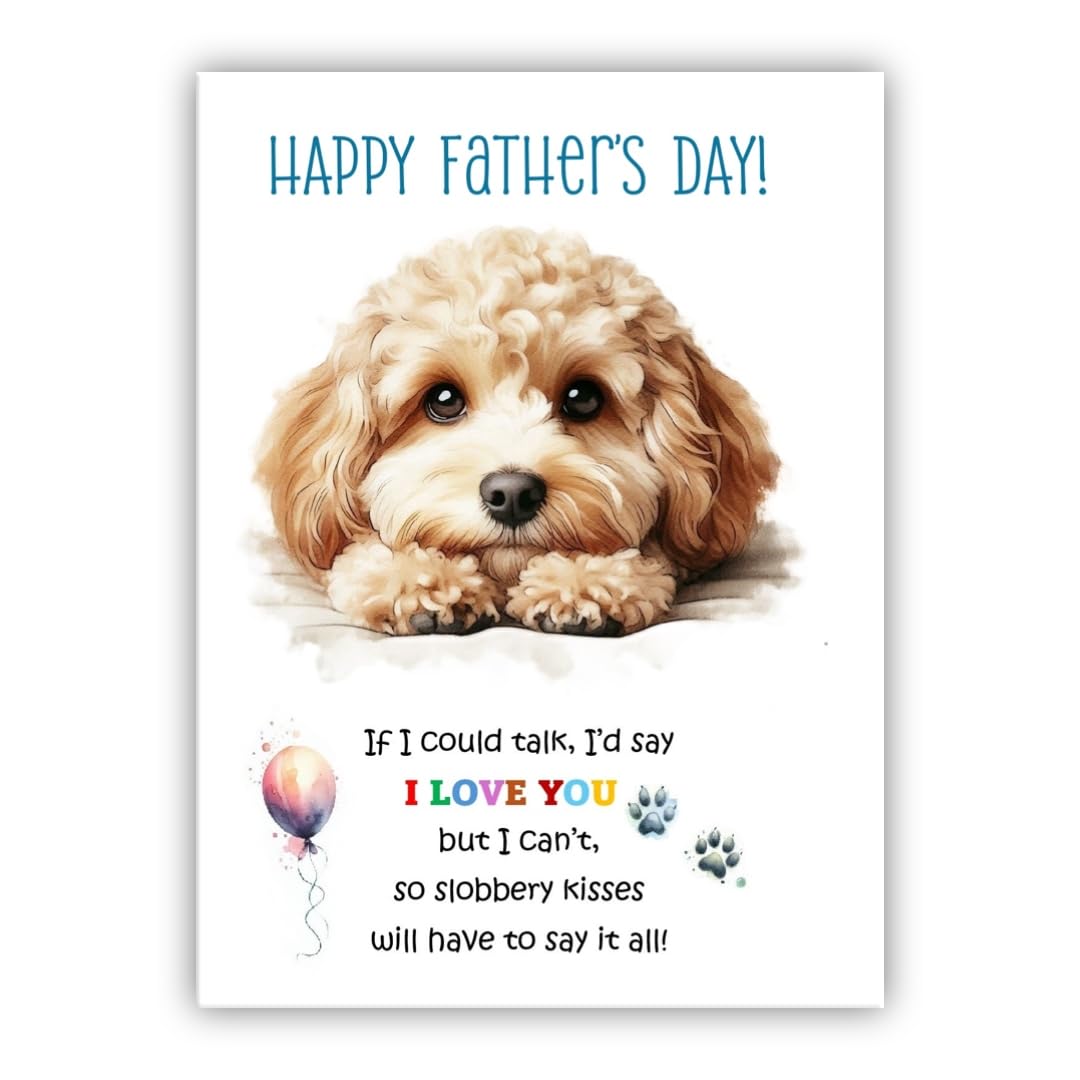 Father's Day Card from the dog. Dog Lovers Card. Fathers Day card from the dog. Differenet breeds. (Cavpoo beige)