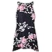Barlver Women's Summer Tank Tops Floral Sleeveless High Neck Camis Shirts Flowy Halter Casual Tunic Blouse Black
