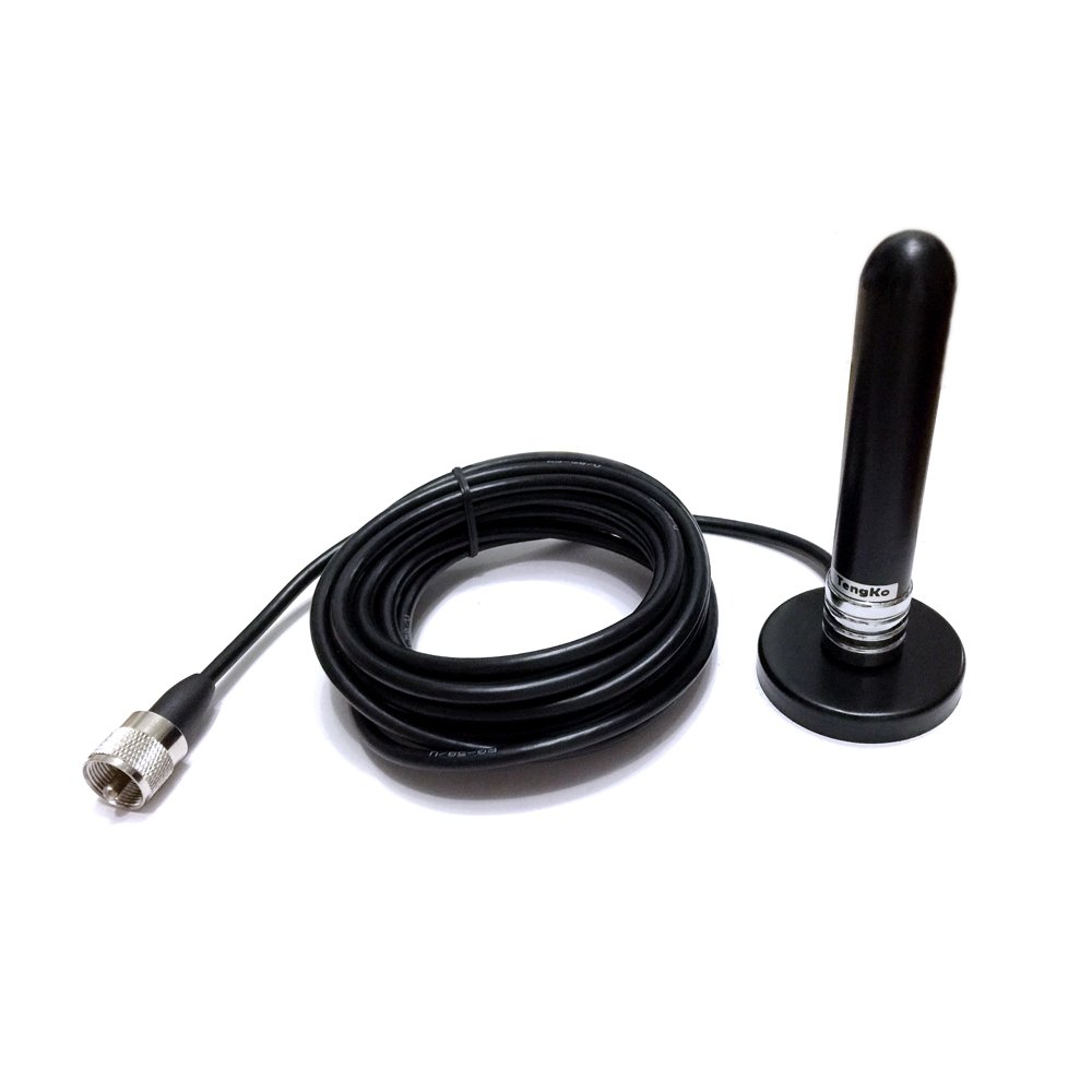 NL-310 Dualband 136-174 & 400-480 MHz 2,15/3,0 dBi 100Watt Mobile Antenne für Mobilfunk-Transceiver Autoradio mit 5 Meter RG-58 / U Koaxialkabel Magnethalterung