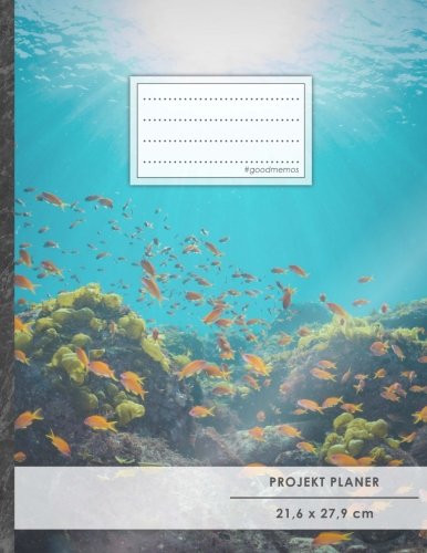 PROJEKTPLANER A4 • 70+ Seiten, Soft Cover, Register, Underwater • #GoodMemos • Linke Seite für Planung (To Do Listen, Datum uvm.); Rechte Seite für Notizen