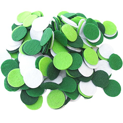 Image of Playfully Ever After Green, Dark Green, Light Green & White Craft Felt Circles (1.5 Inch - 95pc)