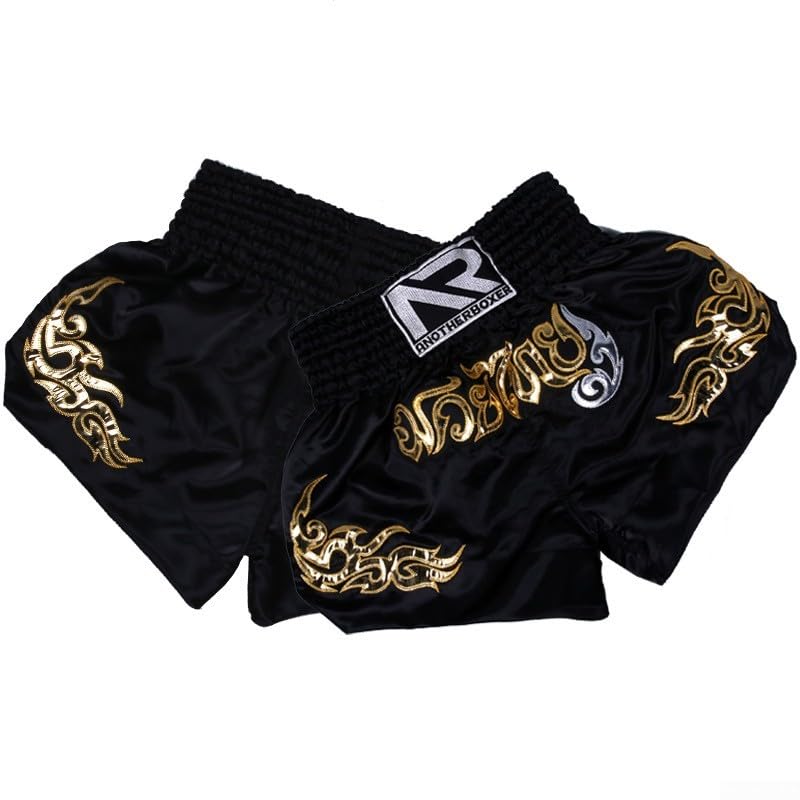 Pantalones cortos transpirables de kickboxing unisex ideales para niños en entrenamiento MMA (S negro)