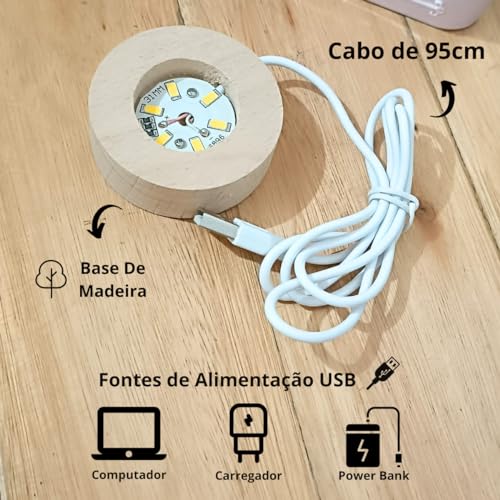 Luminária De Mesa Led Bola De Cristal Lua Astronauta São Jorge Arvore da Sabedoria Nossa Sra Apareci