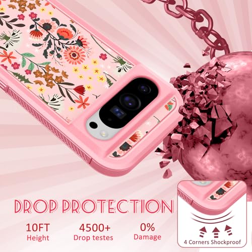 Plakill for Google Pixel 9 Pro XL Case Heavy Duty Protective,Yellow Floral - image 3