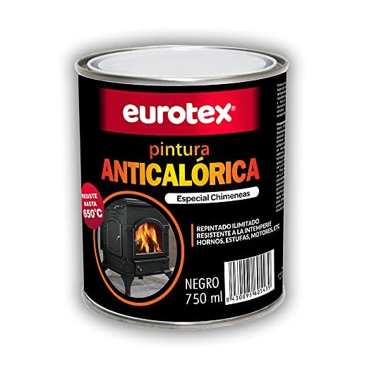 Pintura anticalórica negra mate para altas temperaturas de hasta 650º, Especial para estufas, chimeneas, hornos, barbacoas, aluminio - Negro, 750 ml.