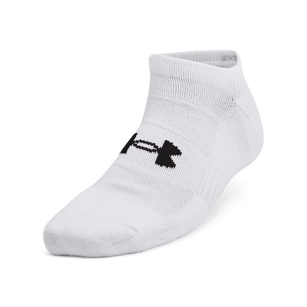 Under Armour Skarpety treningowe dla młodzieży Bawełniane skarpetki No Show 6 sztuk, (100) biały/czarny, S (12 sztuk) dzieci unisex