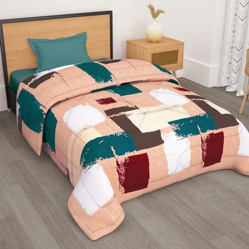 Image of Single Bed Comforter 180 GSM Reversible Microfiber | Comforter Single | AC Comforter Single Bed | Lightweight All Season Comforter | Blanket Single Size - Peach