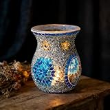shulovehua Lámpara de vela bohemia hecha a mano con mosaico de cristal, decoración