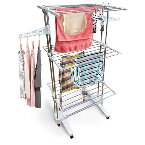 Venteo Séchoir à linge XXL Compact - Modulable - Ultra pratique - Roulettes intégrées