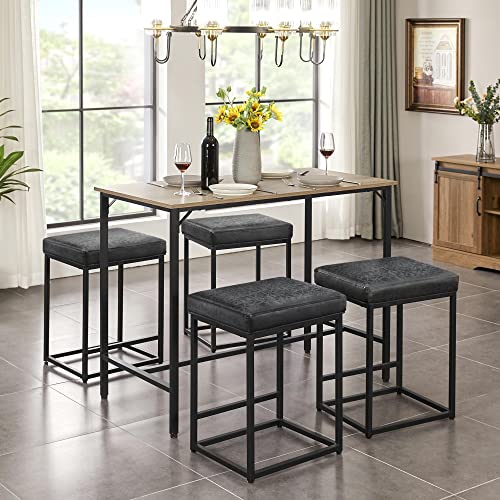 Yaheetech 24" Counter Height Bar Stools Set Of 4 For Kitchen Dining Cafe Chair With Thick Cushion Backless Industrial Stool Modern Upholstered Island Chairs Black #TOP2