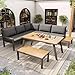 Lahoomu Garten-Lounge-Set für 6-7 Personen, für Garten, Balkon, Terrasse, wetterfeste Sitzgruppe, Essgruppe, Gartenmöbel-Set, Gestell aus verzinktem Eisen, Tischplatte mit Eiskübel