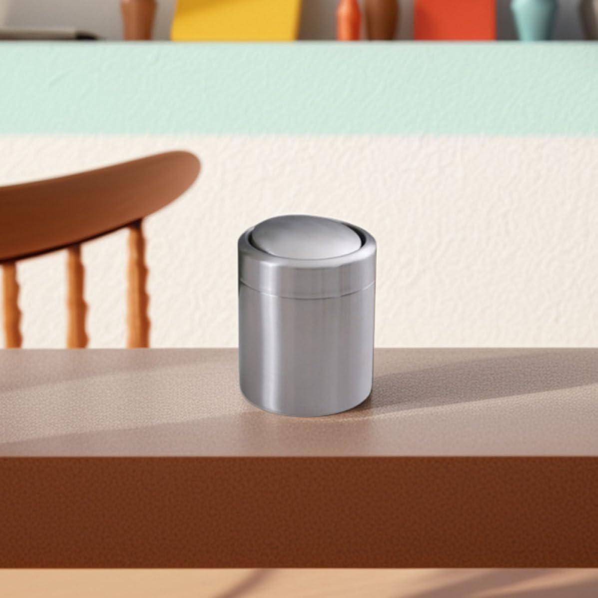 Mipcase Mini Cubo de Basura y Diseño Rectangular con Tapa de Acero Inoxidable 1,5 L Mecanismo de Apertura Cómodo para Encimeras y Baños Modernos