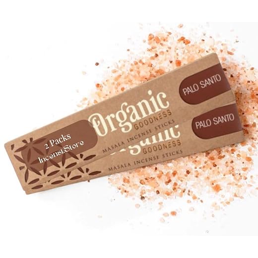 2 Paquetes • Incienso Masala Organic Goodness • Canción de la India • Materiales Naturales • 100% ecológico • Hecho a Mano en la India • Sostenible • Embalaje de cartón Reciclado (Palo Santo)