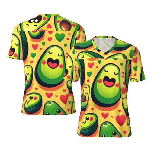 Stylish Athletic Sports Jersey Cute-Love-Avocado Men's Rugby Jersey Xx-Large Black