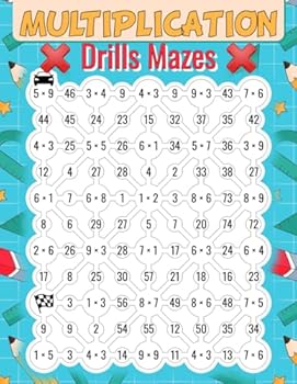 Paperback Multiplication Drills, Mazes: Timed Math Puzzles | Practice Multiplication Problems While Solving A Maze! Book