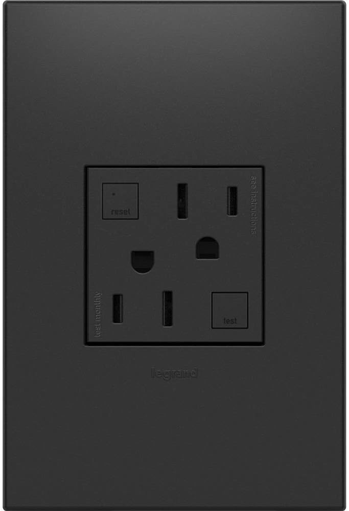 Legrand adorne 15A GFCI Tamper-Resistant Outlet with Matching Wall Plate (Graphite Finish), AGFTR2152G4WP