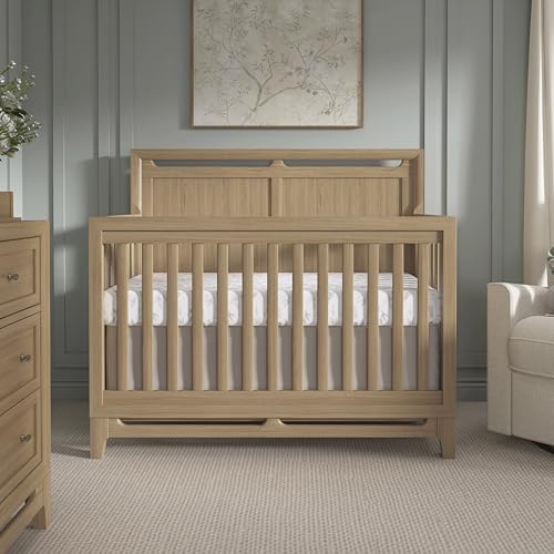 Image of Evolur Bradford 5-in-1 Convertible Full Size Baby Crib, Pinewood Nursery Converts to Daybed, Toddler Bed and Full-Size Bed, 3 Mattress Heights, GREENGUARD Gold & BSA Certified - Alpine Oak