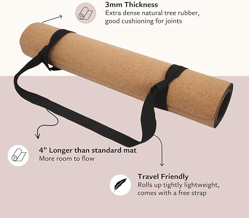 Miniatura 3 de Tapete de yoga de corcho, diseñado por artistas, tapete antideslizante ecológico de alta calidad, ideal para yoga regular y caliente, pilates,