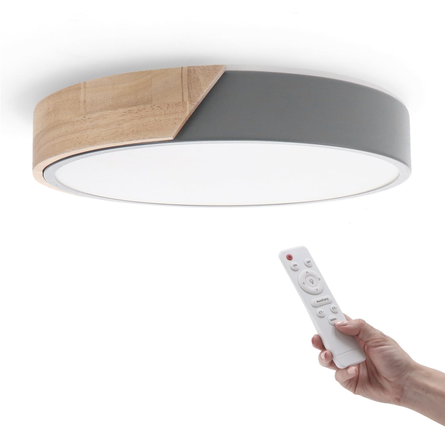 M Ledme - Plafón LED Techo Gris Redondo 24W con Mando a distancia, Regulable 2700K-6500K blanco frío a cálido e intensi…