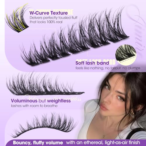 Image of Wispy Fluffy Lash Clusters Natural 10-14MM Short Eyelash Clusters CD Curl