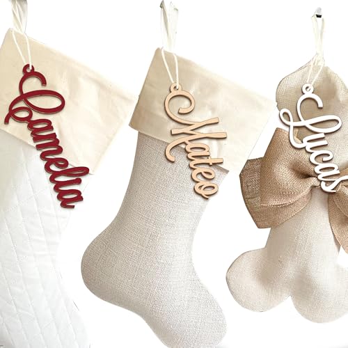 Personalized Stockings Name Tags | Wooden Tags Name for Christmas