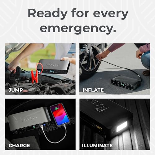 HALO Bolt Air 58830 Portable Car Battery Jump Starter | 100 PSI Air Compressor, 58.8Wh USB Power Bank, Emergency Floodlight & Charger, Jumps Cars SUVs & Trucks, Inflates Tires, TSA Approved — Gray - Image 5