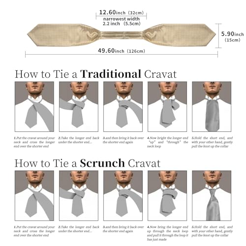 Image of DiBanGu Mens Silk Ascot Ties Paisley Jacquard Woven Cravat and Pocket Square Cufflinks with Lapel Pin for Business Wedding
