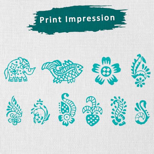 Image of Wooden Stamp Block, Printing Stamp Design Set | Block for Printing Saree Border | Dresses, Craft Card Making, Scrapbook, Clay Pottery | Set of 10