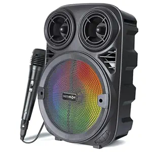 INSTAPLAY BLAST400 Party Speaker (Black) | 20W Wireless Bluetooth Speakers | USB, AUX, Karaoke & Wired Mic | Up to 4hrs Playtime | Home Theatre with Multicolor RGB Lights | for Laptop, Pc & Mobile