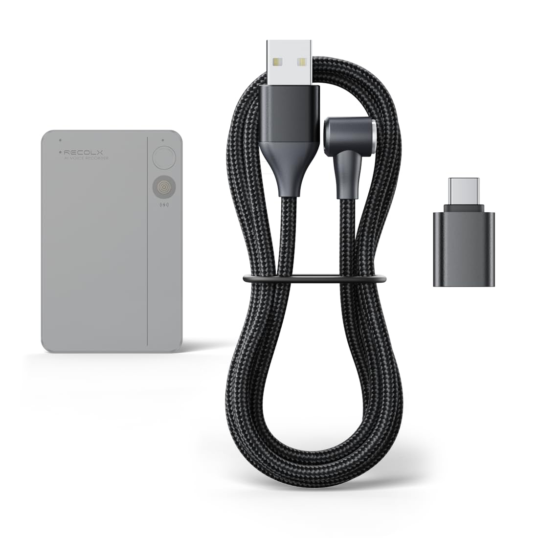 Cavo di ricambio per registratore vocale RECOLX AI, cavo di ricarica magnetico e adattatore USB a USB-C OTG, cavo di ricarica rapida da 0,6 m, kit di accessori di ricambio di backup