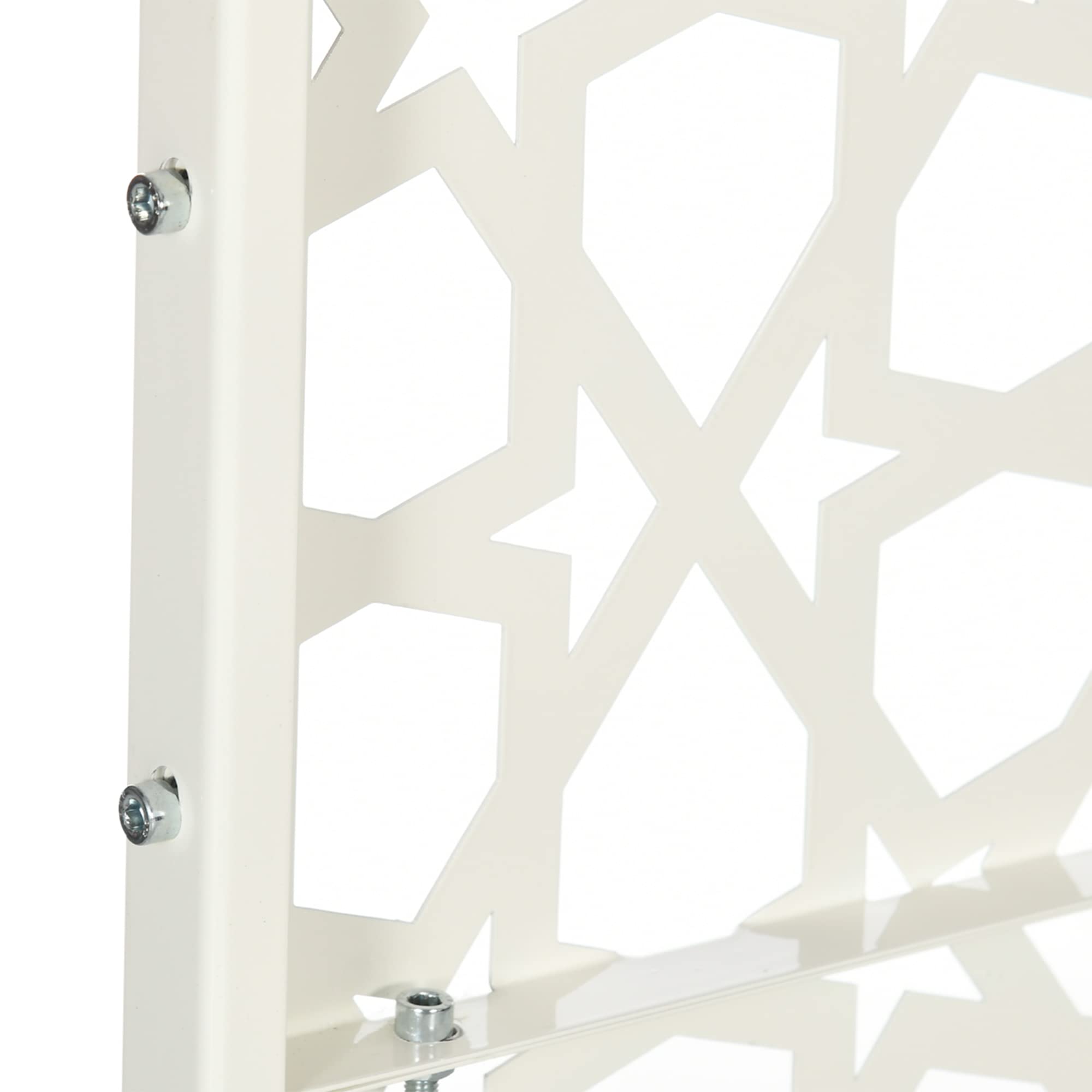 Outsunny Panneau Brise Vue Décoratif Extérieur 92 x 45 x 198 cm Blanc | à Motif, en Métal