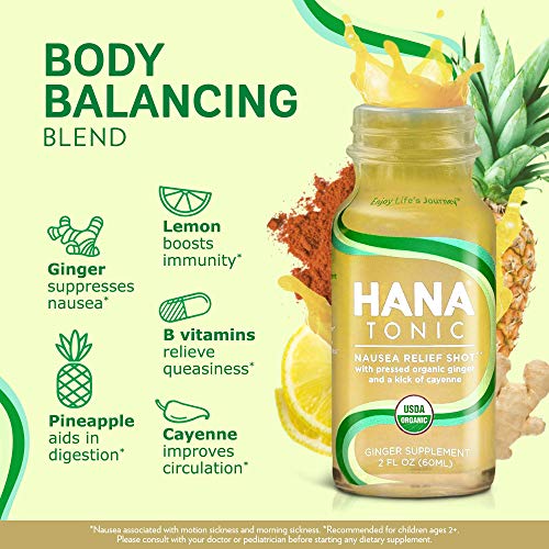 Hana Tonic - Zesty Ginger Shot - Experience The Delightful Blend Of Organic Ginger, Lemon, Pineapple & Cayenne - Wellness Drink - No Refrigeration Needed (2 Fl Oz (Pack Of 2)) #TOP3